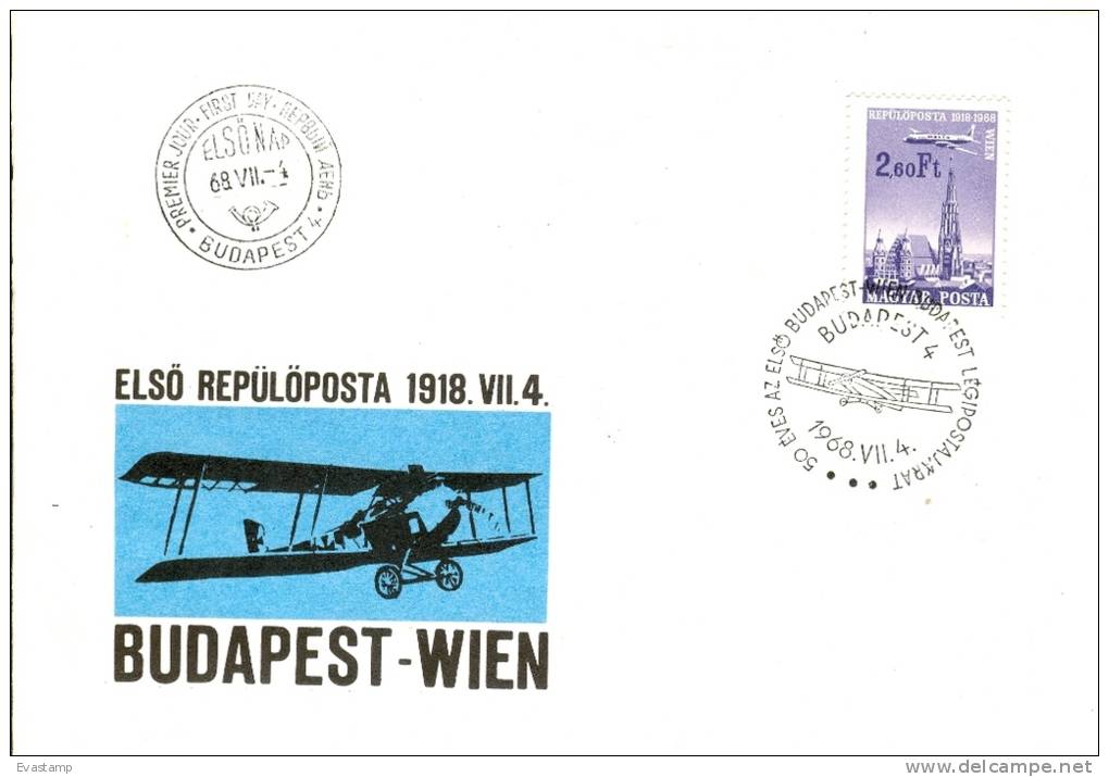 HUNGARY - 1968.FDC - 50th Anniv.of Airmail Service Between Budapest - Vienna I. - FDC