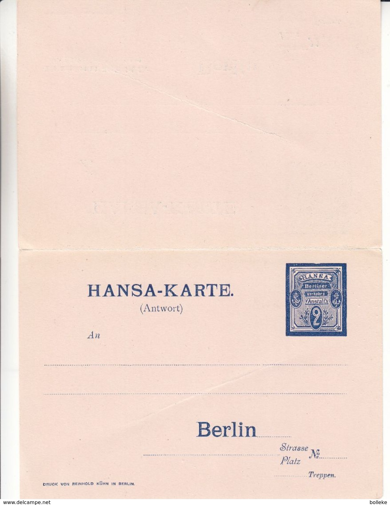 Berlin - Hansa Karte - Entier Postal Privé - Avec Carte Réponse - Private Postcards - Mint