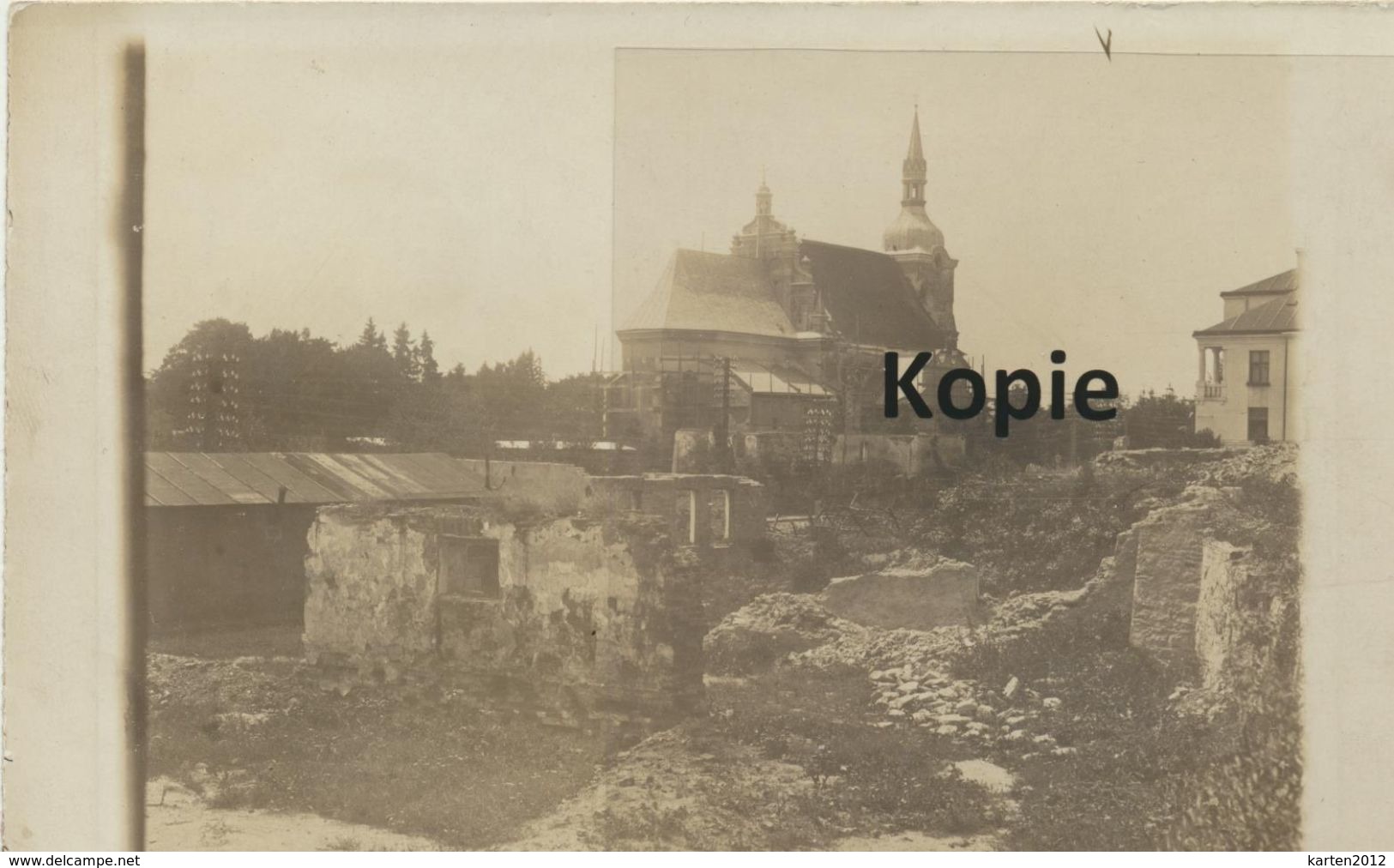 FK Ostfront, Kirche Mit Ort Teilzerstört - Guerre 1914-18