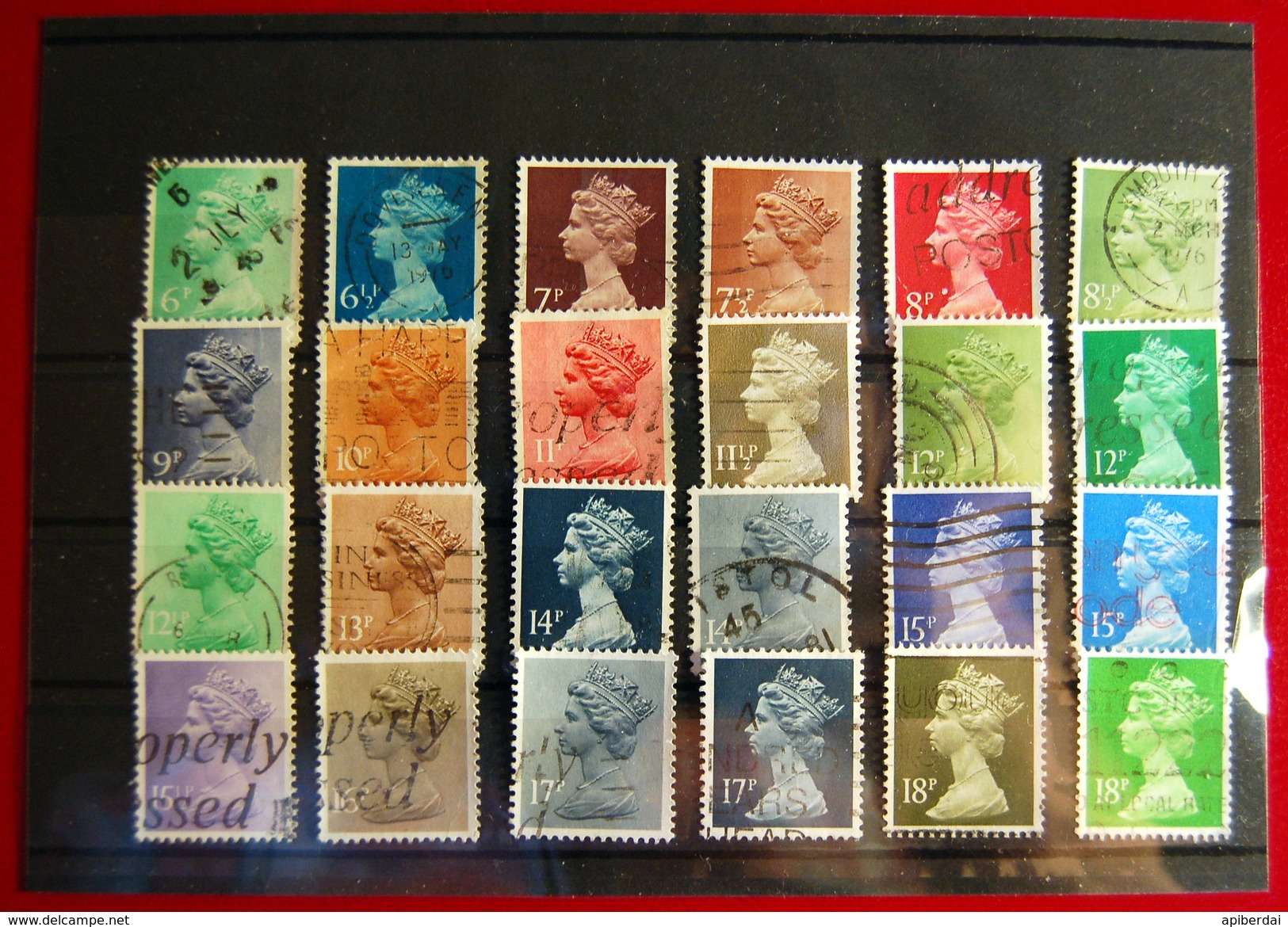 Great Britain - Machin All Differents 6P To 18P Non-elliptical -  24 Stamps Used - Machins