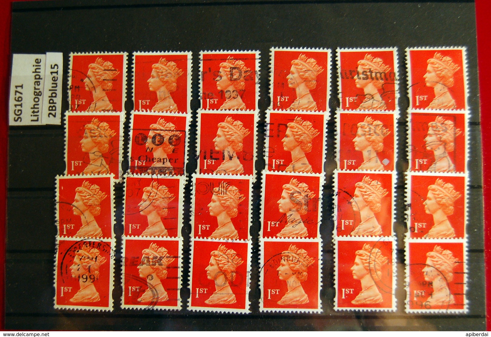 Great Britain - Machin NVI 1ST SG1671 ELLIPTICAL LITHO. 2BPblue15  - 24 Stamps Used - Machins