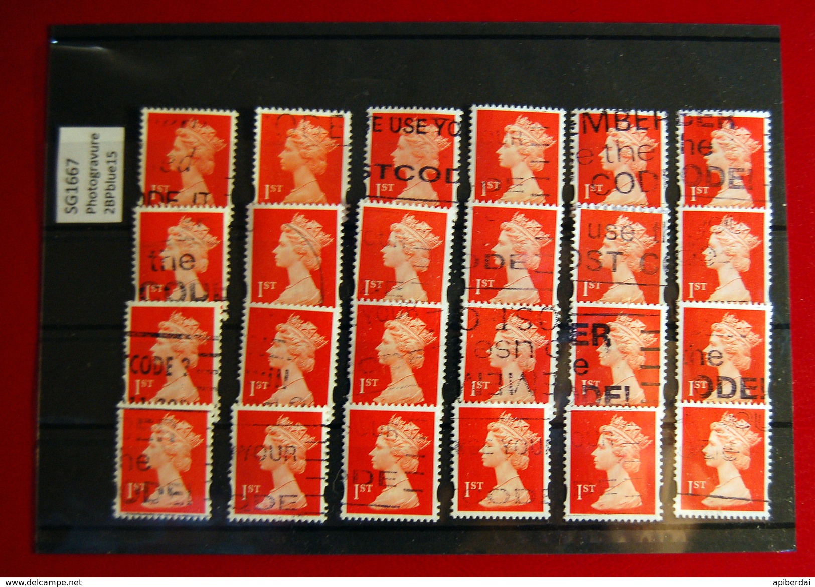 Great Britain - Machin NVI 1ST SG1667 ELLIPTICAL PHOTO. 2BPblue15 - 24 Stamps Used - Machins