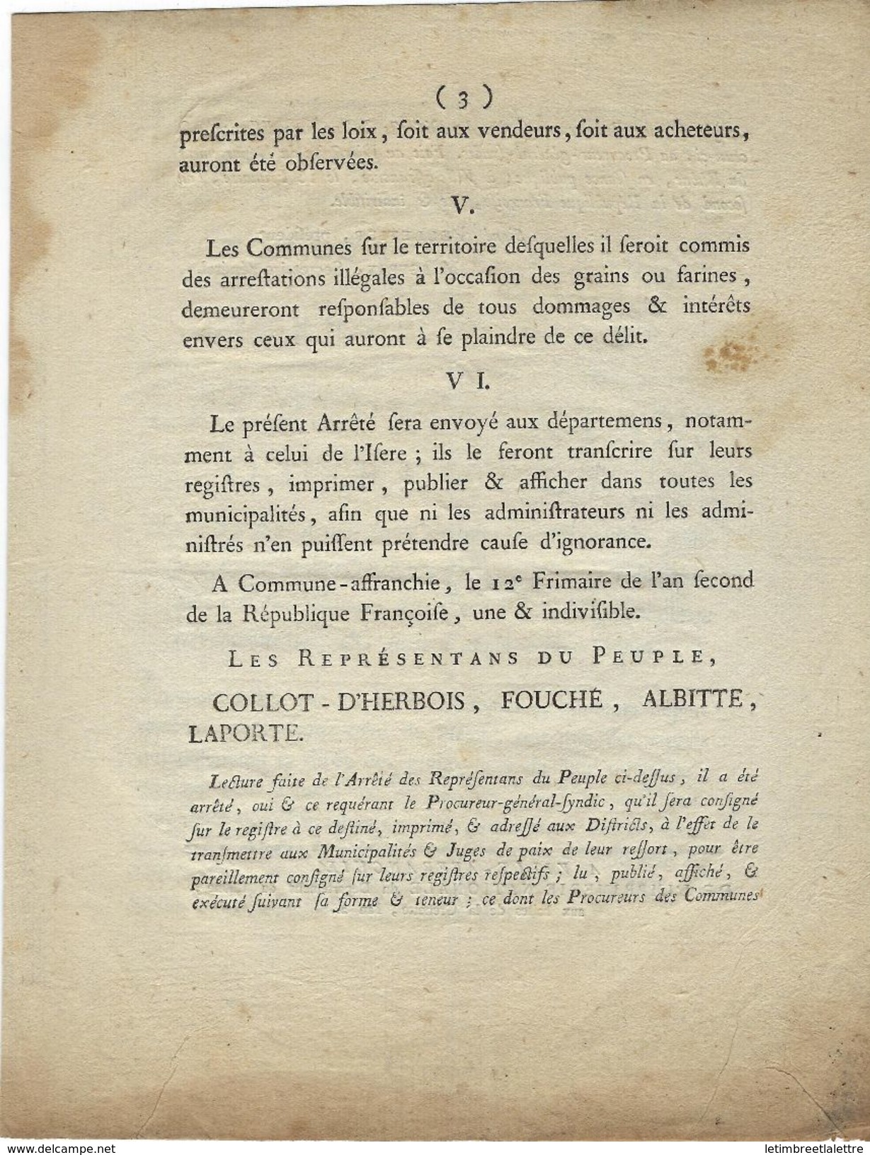 ⭐Bulletin De Lois De L'armée Du Jura 1793 ⭐ - Non Classés