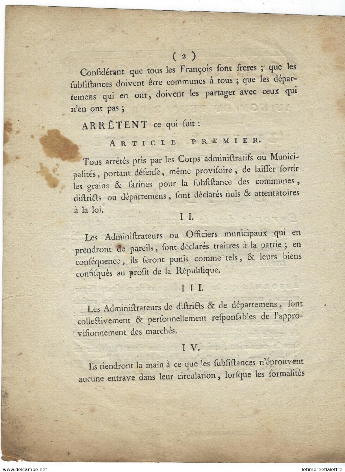 ⭐Bulletin De Lois De L'armée Du Jura 1793 ⭐ - Non Classés