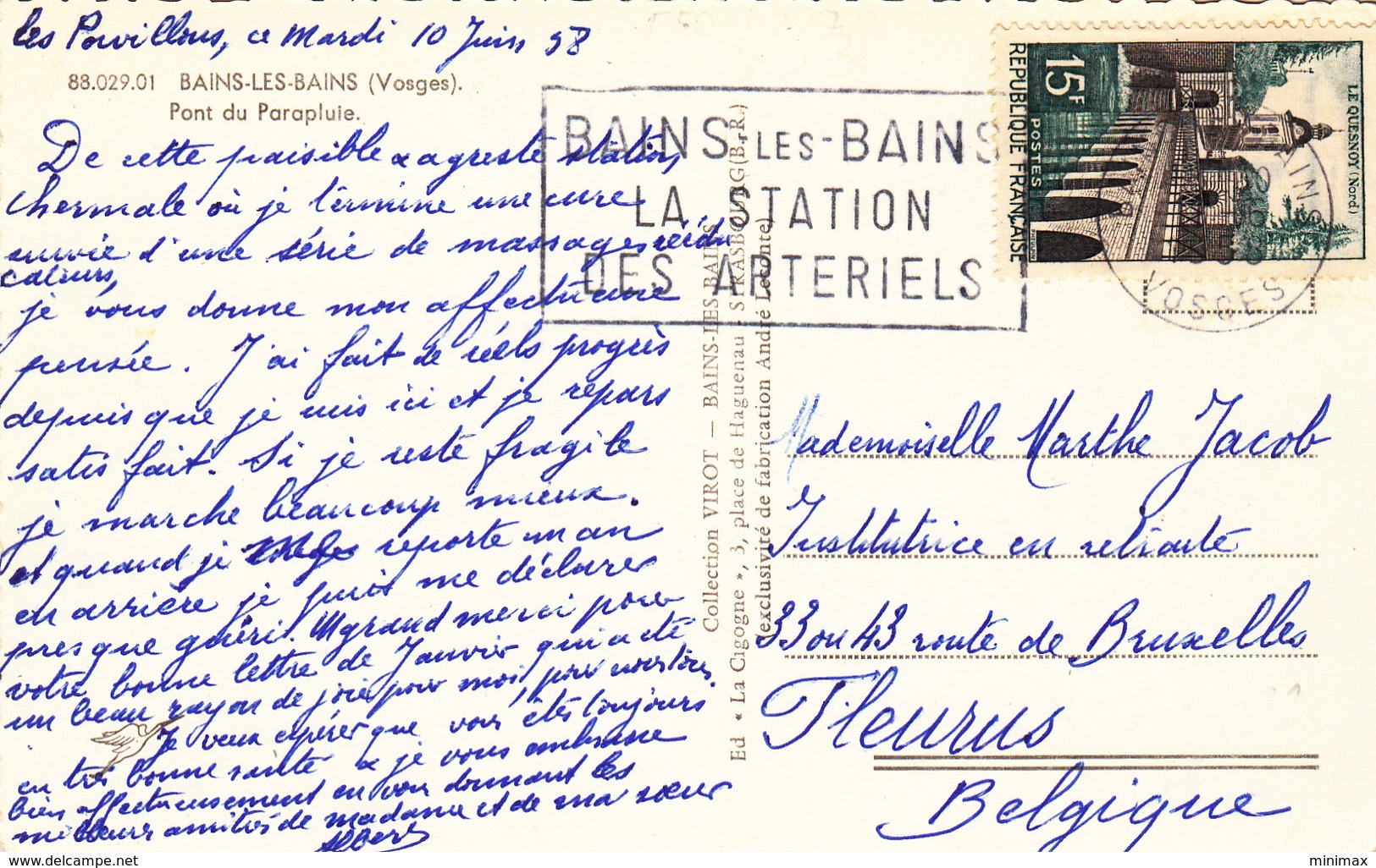 Carte Photo - Bains-les-Bains - Pont Du Parapluie - 1958 - Bains Les Bains