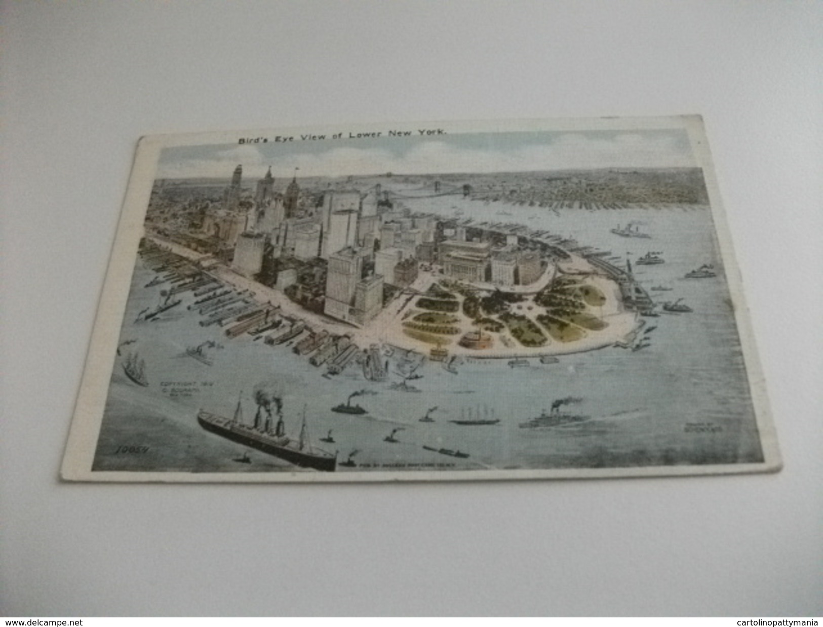 BIRD'S EYE VIEW OF LOWER  NEW YORK CITY ILLUSTRATORE NAVE SHIP - Multi-vues, Vues Panoramiques