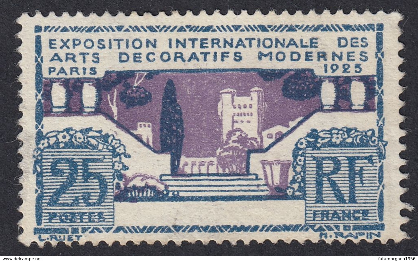 FRANCE Francia Frankreich  - 1925 - Yvert 213 Nuovo Senza Gomma; 25 Cent., Grigio/blu E Violetto. - Neufs