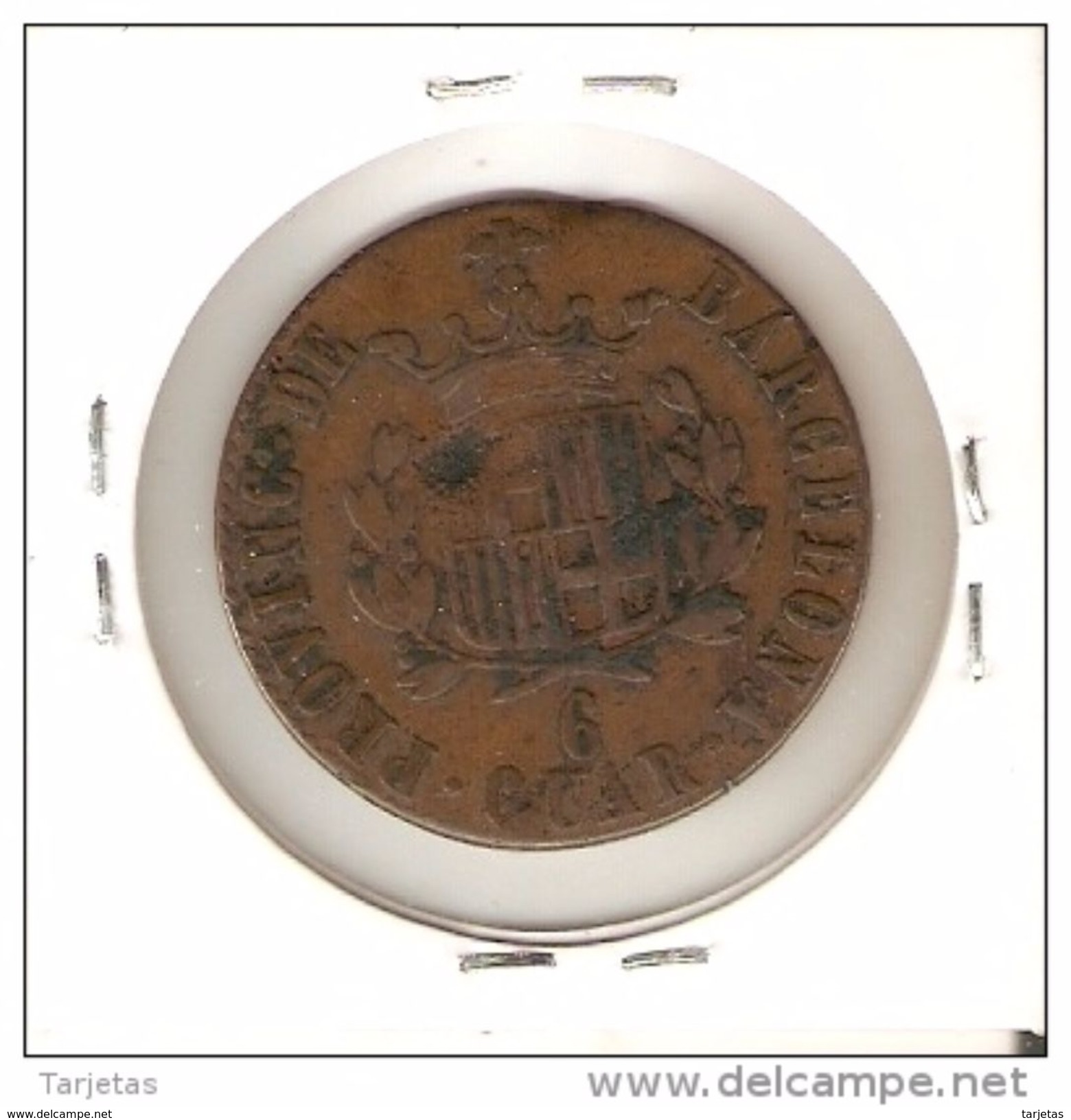 MONEDA DE ESPAÑA DE FERNANDO 7 DE 6 CUARTOS DEL AÑO 1823 DE BARCELONA (COIN) RARA 7 EN NÚMERO - Otros & Sin Clasificación