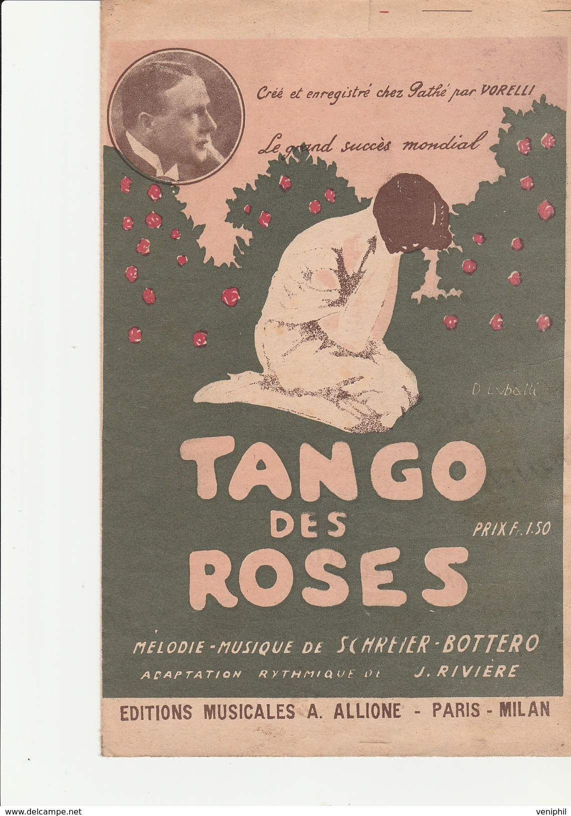 PARTITION - TANGO DES ROSES - MUSIQUE DE SCHREIER - BOTTERO - ANNEE 1928 - Partitions Musicales Anciennes