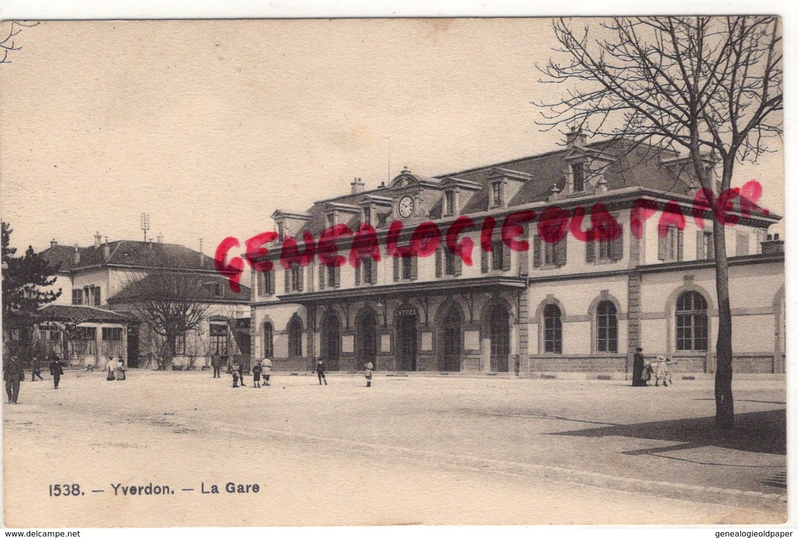 SUISSE - VAUD- YVERDON - LA GARE - CACHET INTERNEMENT DES PRISONNIERS DE GUERRE 1916 - Yverdon-les-Bains 