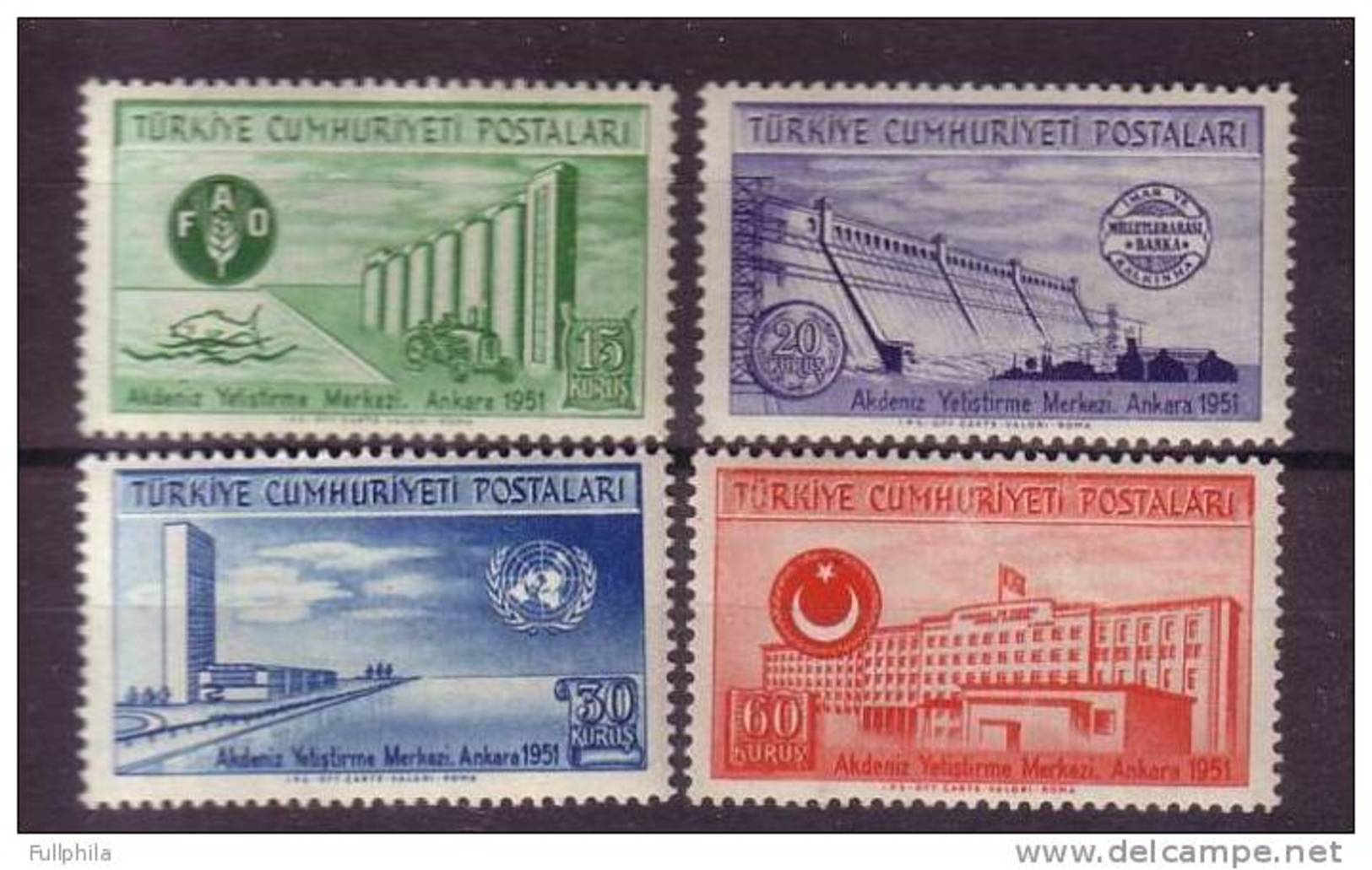 1952 TURKEY UN MEDITERRANEAN ECONOMIC INST. CENTER F.A.O. MNH ** - Nuevos