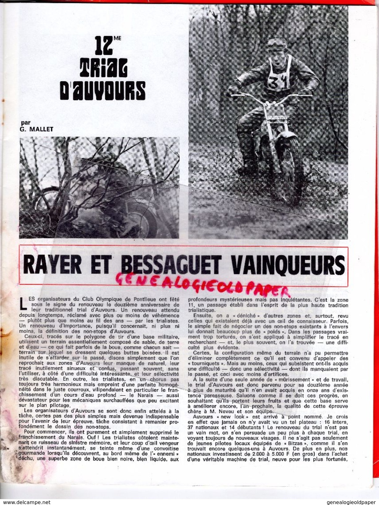 MOTO REVUE - REVUE 7 -02 1970- N° 1966- 34 EME BOL D' OR- 12 E TRIAL AUVOURS- JEAN CLAUDE COSTEUX- YAMAHA 125 RACING KIT - Moto