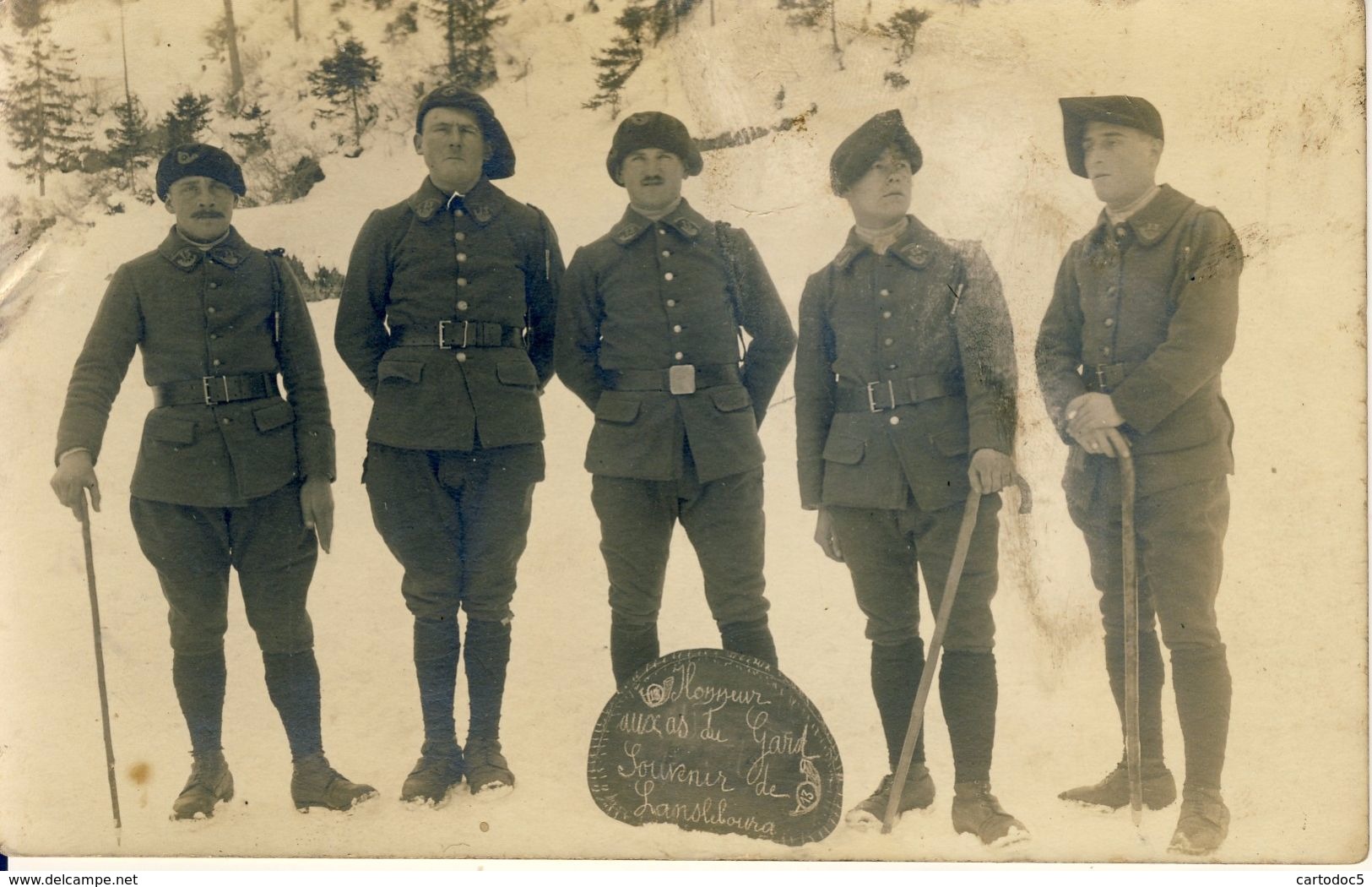 Carte Photo  Honneur Aux As Du Gard Souvenir De Lanslebourg   Chasseurs Alpins 13eme  Cpa - Autres & Non Classés