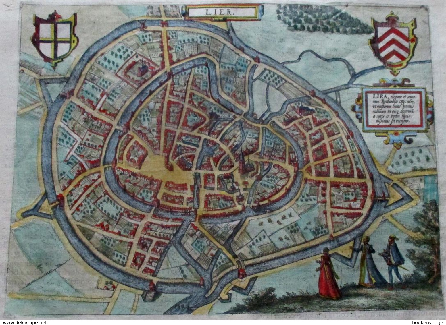 Lier - Lierre - Lira - Stadsplan - Carte De Ville -  Antique City Map - Giucciardini 1588 - Autres & Non Classés