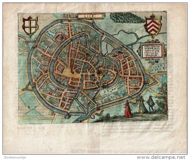 Lier - Lierre - Lira - Stadsplan - Carte De Ville -  Antique City Map - Giucciardini 1588 - Autres & Non Classés