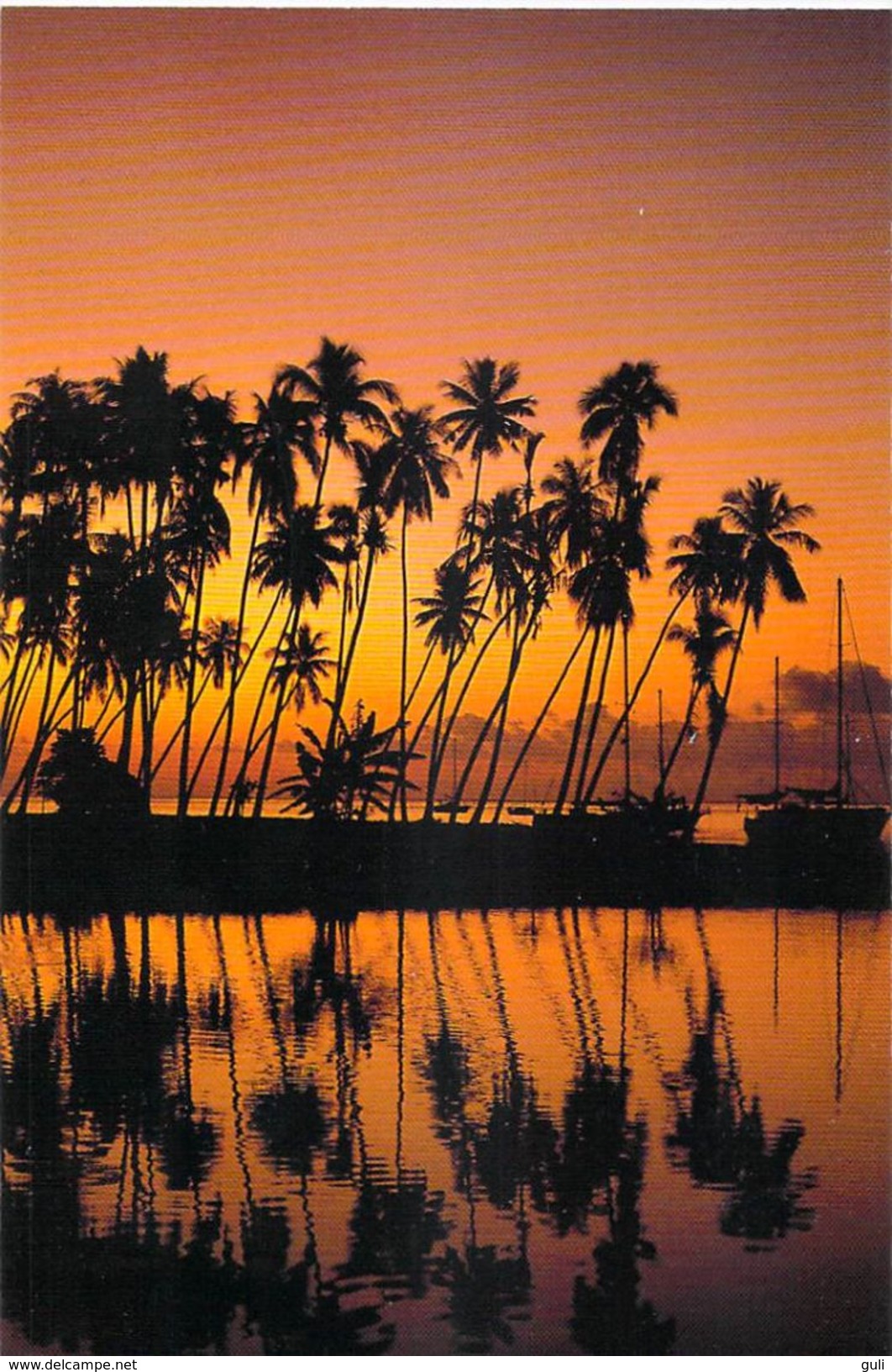 Polynésie Française- Coucher De Soleil Polynésien Sunset (arbres)  - Blu / Marcel Isy Schwart PZ 174-(Tahiti)*PRIX FIXE - Polynésie Française