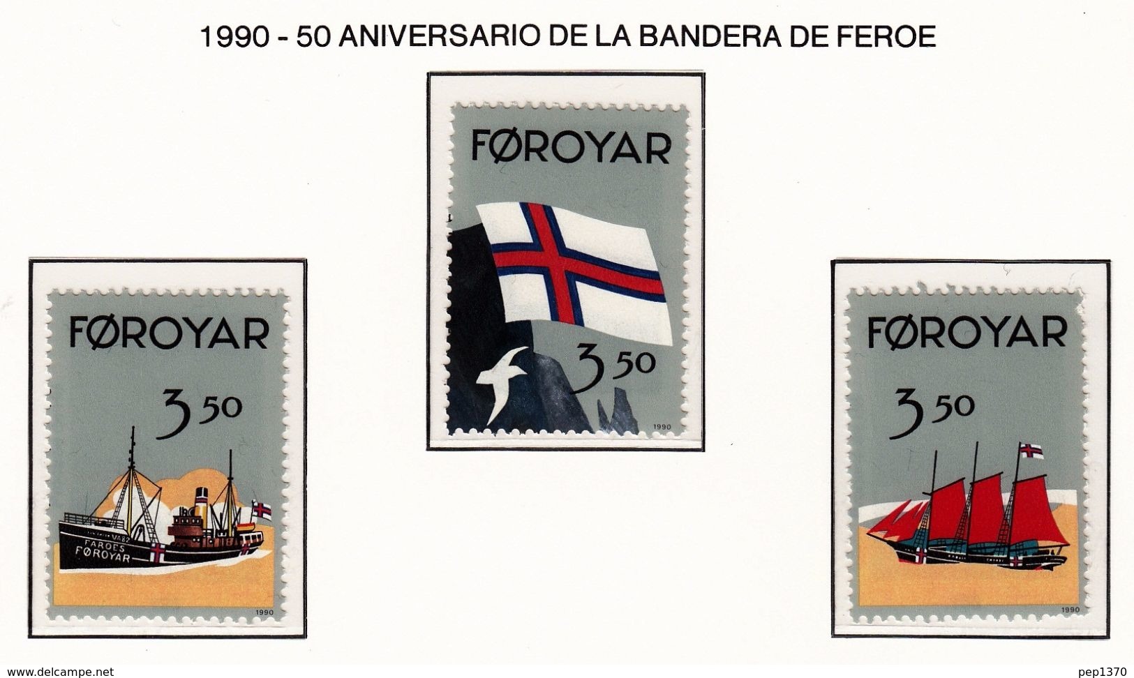 FEROE 1990 - 50 ANIVERSARIO DE LA BANDERA (FLAG) DE FEROE - YVERT Nº 194-195** - Sellos