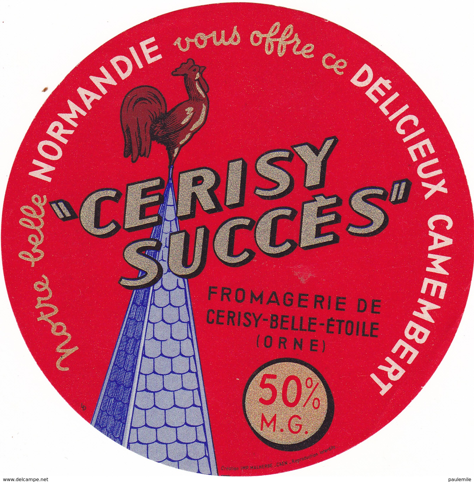 ETIQUETTE  DE CAMEMBERT CERISY BELLE ETOILE - Fromage