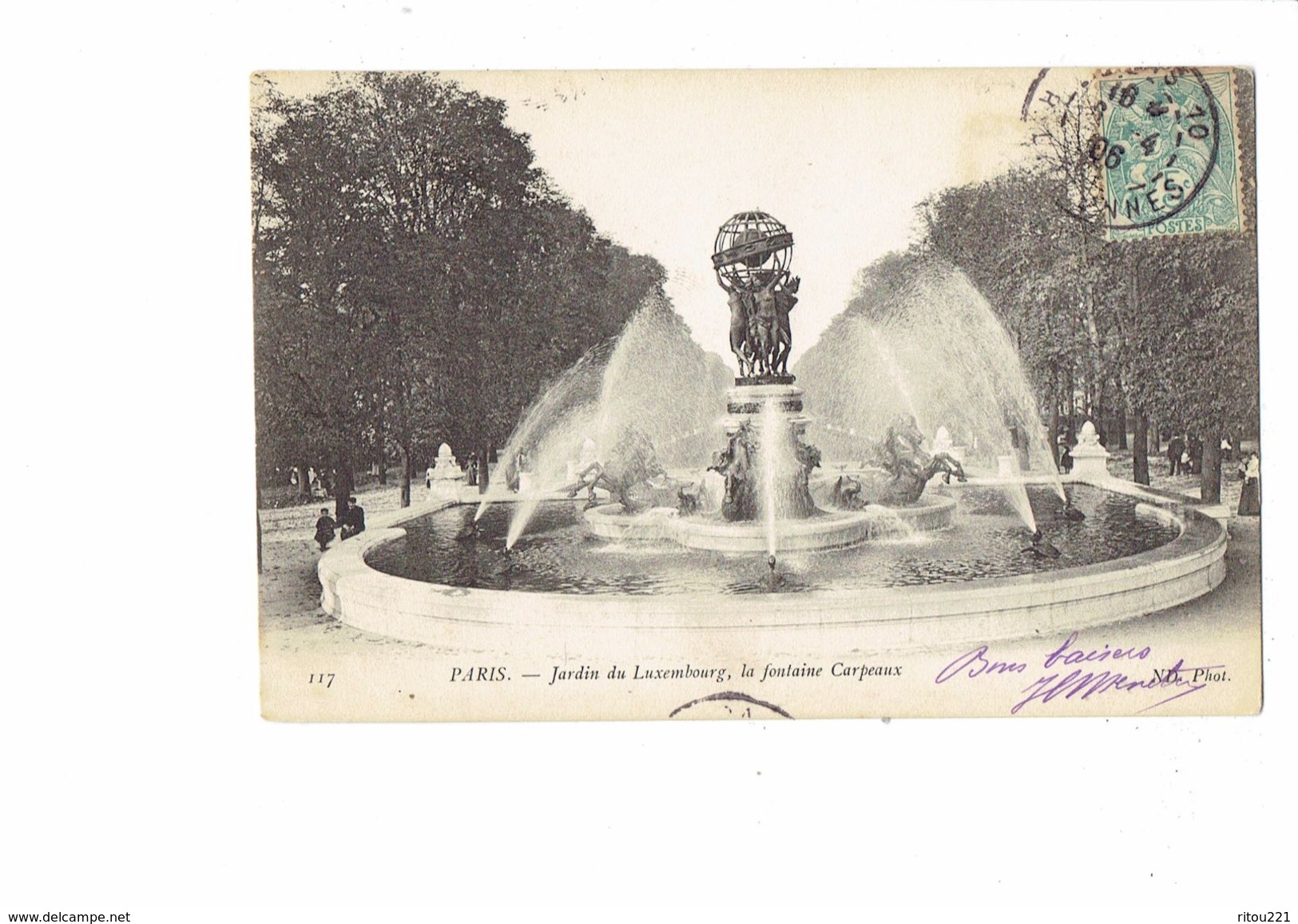 Cpa - 75 - PARIS  FONTAINE CARPEAUX -  TORTUE Turtle Cheval Animation N°117 ND - 1906 - Turtles