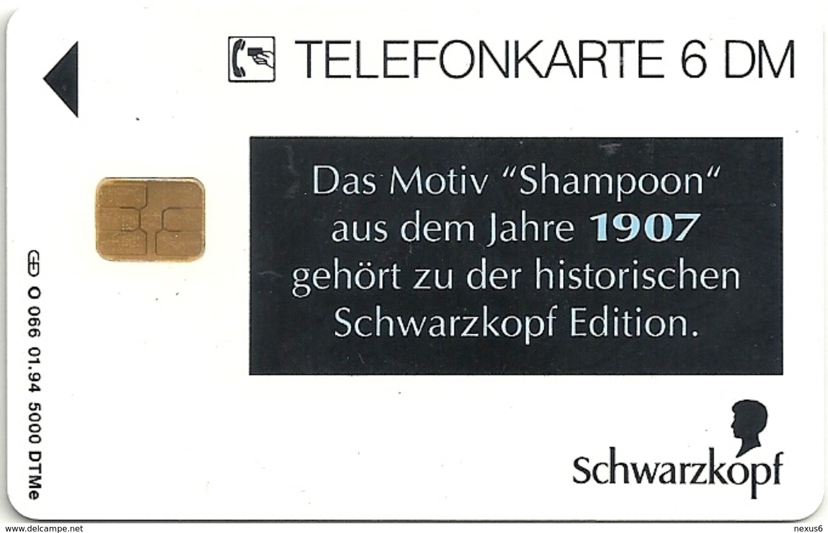 Germany - Schwarzkopf - Shampoon (1907) - O 0066 - 01.94, 6DM, 5.000ex, Used - O-Serie : Serie Clienti Esclusi Dal Servizio Delle Collezioni