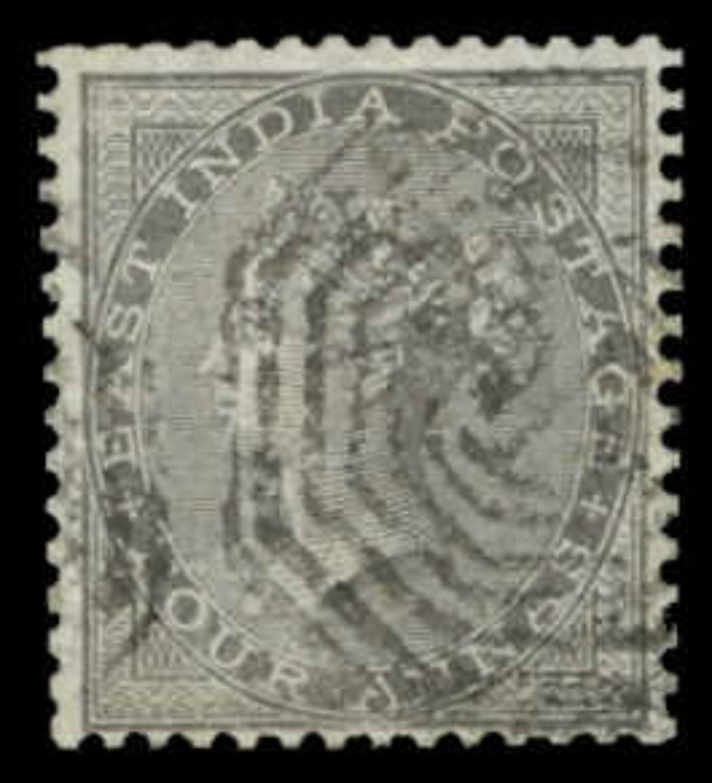 India Scott #  16, 4a Black (1855) Queen Victoria, Used - 1854 East India Company Administration