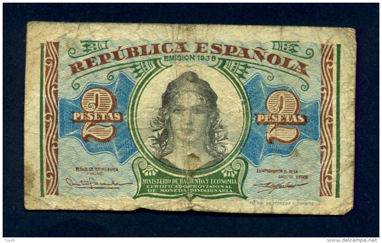 Banconota Spagna 2 Pesetas 1938 - 1-2 Pesetas