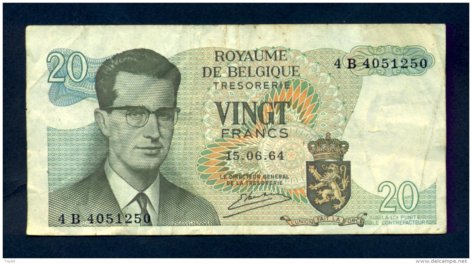 Banconota Belgio 20 Franchi/Twintic Frank 1964 - A Identificar