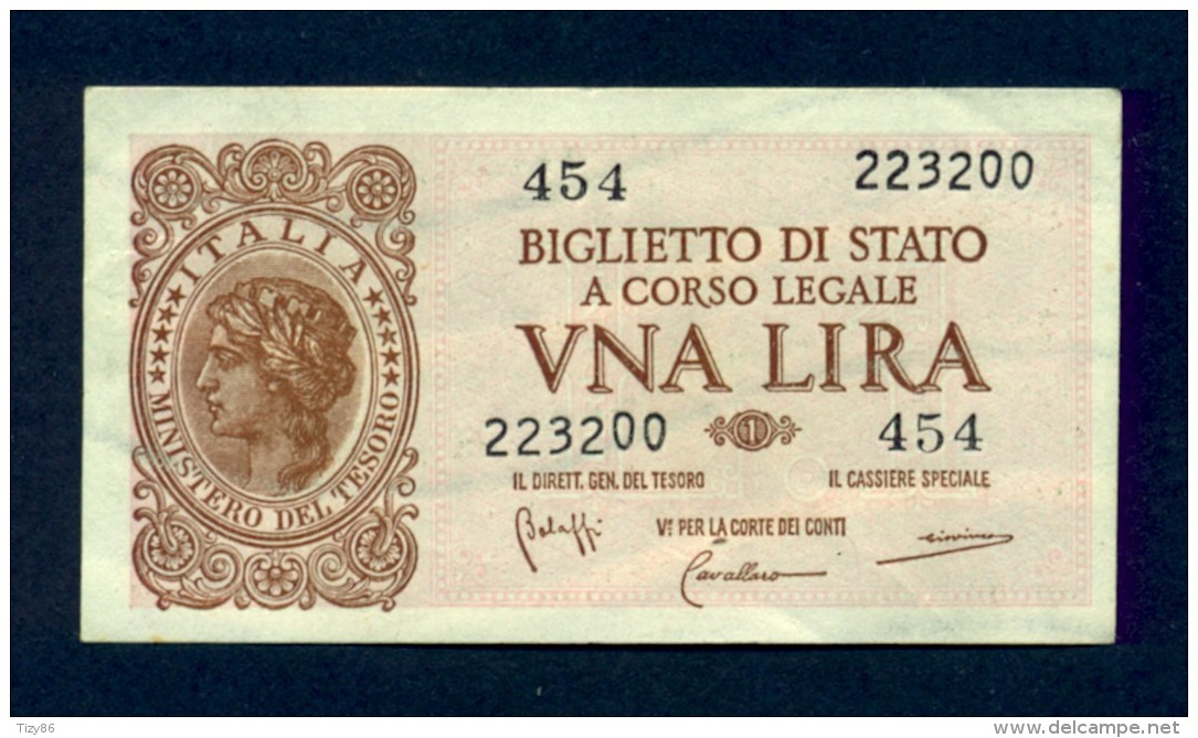 Banconota Italia Laureata 23-11-1944 BB - Italia – 1 Lira