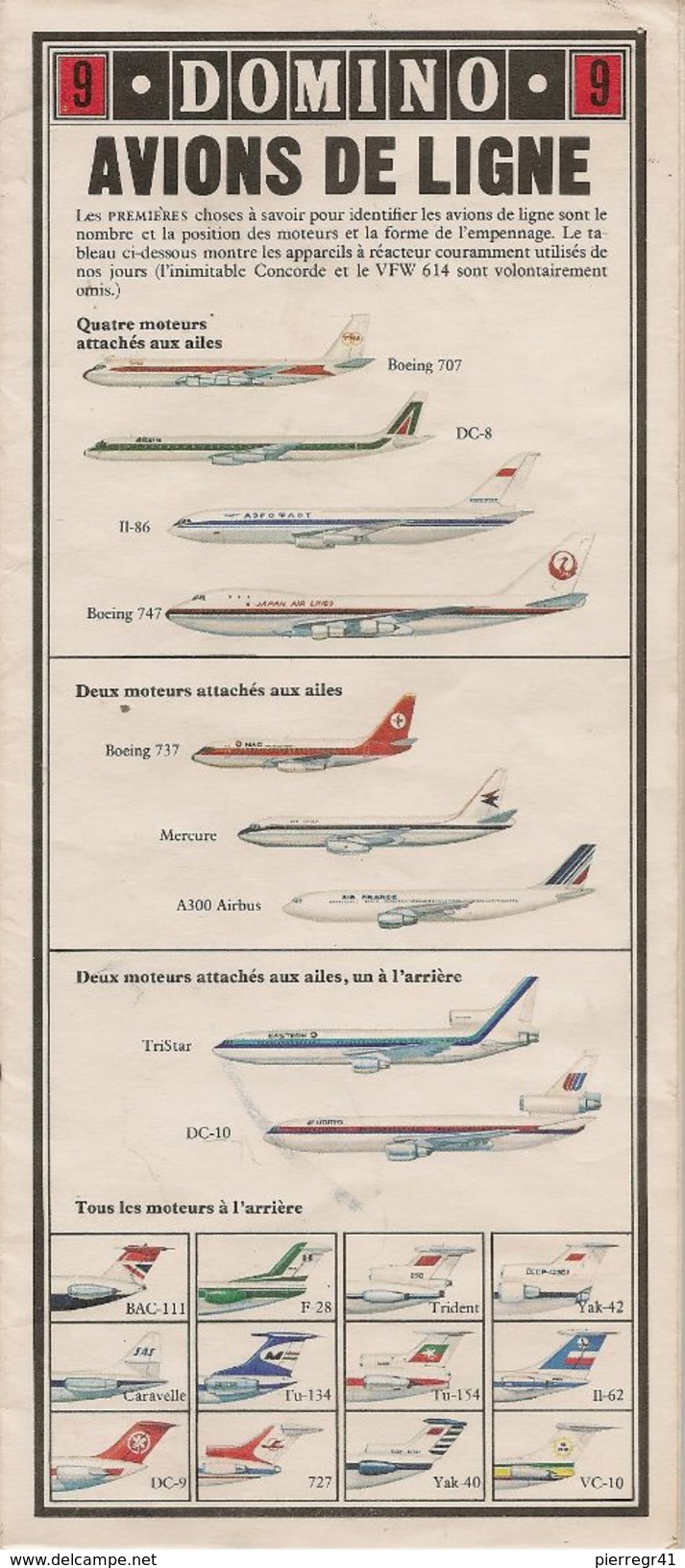 GUIDE-DOMINO-N°9-GALLIA-1979-AVIONS De LIGNE-38 Types D AVIONS De LIGNES MODERNES-Ft CARTE ROUTIERE-TBE- - Handbücher