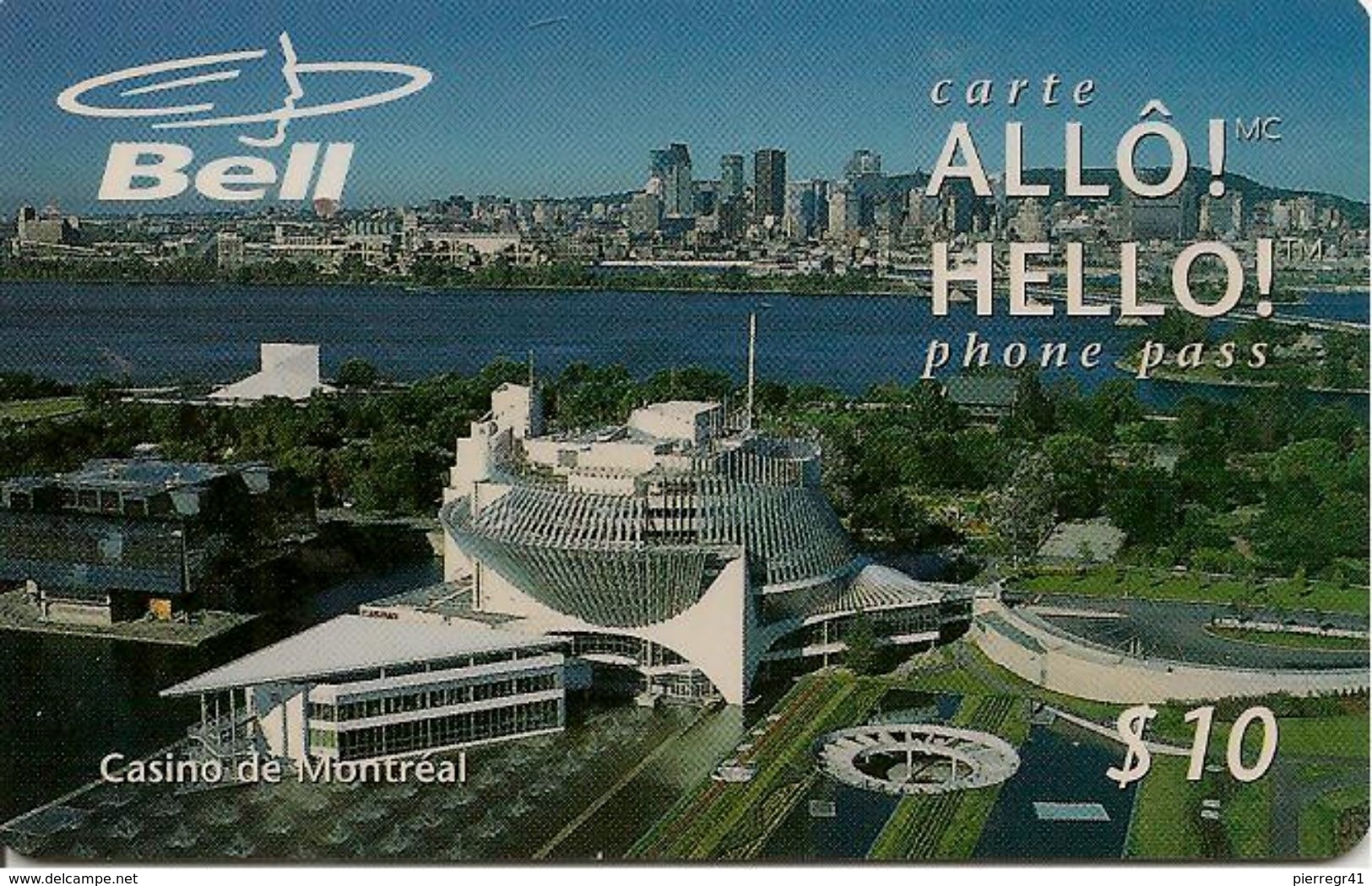 CARTE-PREPAYEE-MAGNETIQUE-10/97-CANADA-BELL-10$-MONTREAL -CASINO- GRATTE-TBE- - Canada