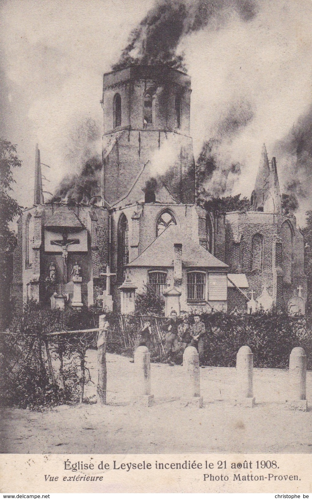 Leisele, Eglise De Leysele Incendiée Le 21 Aout 1908, Photo Matton Proven (pk36749) - Alveringem