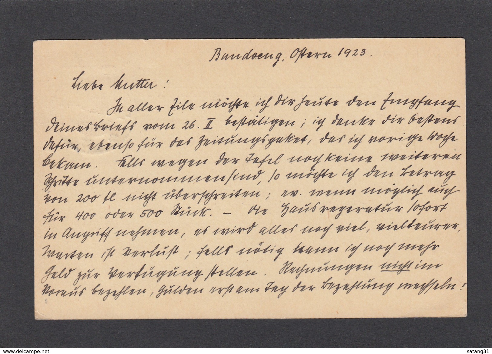 GANZSACHE(BRIEFKAART)VON BANDOENG NACH FELLBACH(WÜRTEMBERG) - Niederländisch-Indien