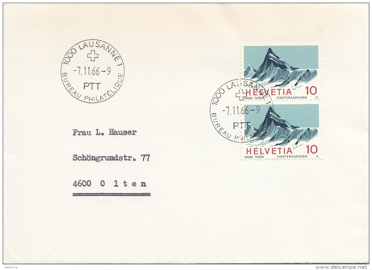 SCHWEIZ 1966 - 2 X 10 C Auf Brief Gel.Lausanne N. Olten - Lettres & Documents