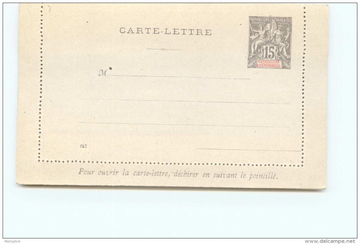Entier  Carte-lettre 15 Cent Groupe  Datée 047 Neuve Marques De Papier Collant Au Dos - Lettres & Documents
