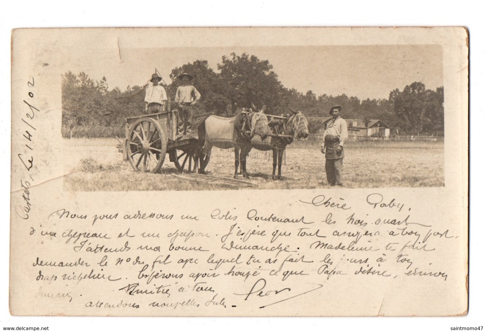 40 . CASTETS LE 14/02/1902 . ATTELAGE LANDAIS - Réf. N°3302 - - Castets