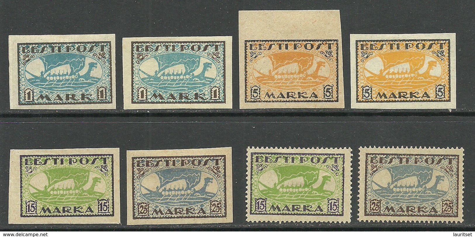 ESTLAND Estonia 1919-1922 Wikingerschiff Kompletter Satz! Complete Set * - Estland