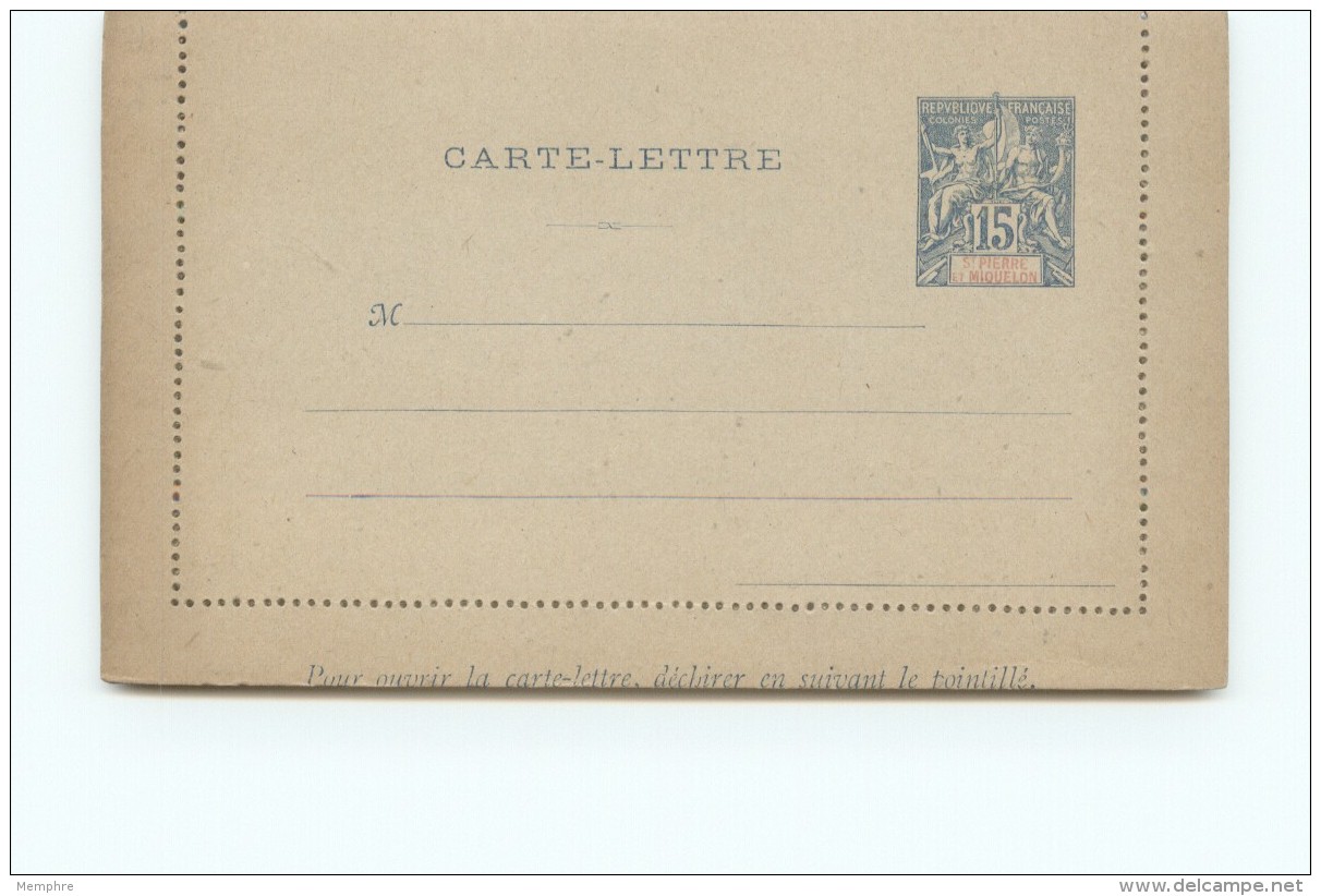 Entier Carte-lettre  15 Cent. Type Groupe Neuve - Entiers Postaux