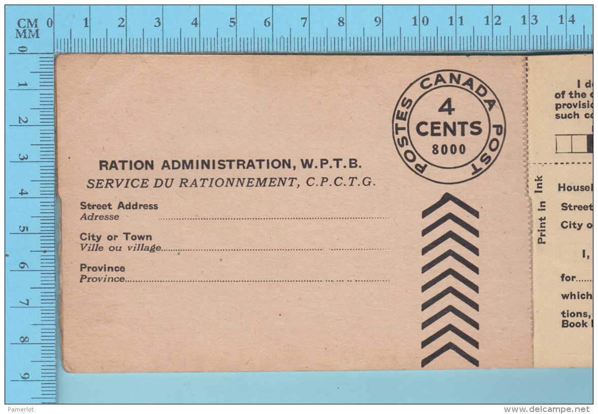 Carnet De Rationnement , Sucre Viande , C Serie, F Serie , Carte Postale Pré-payé - 9 Scans - Documents Historiques