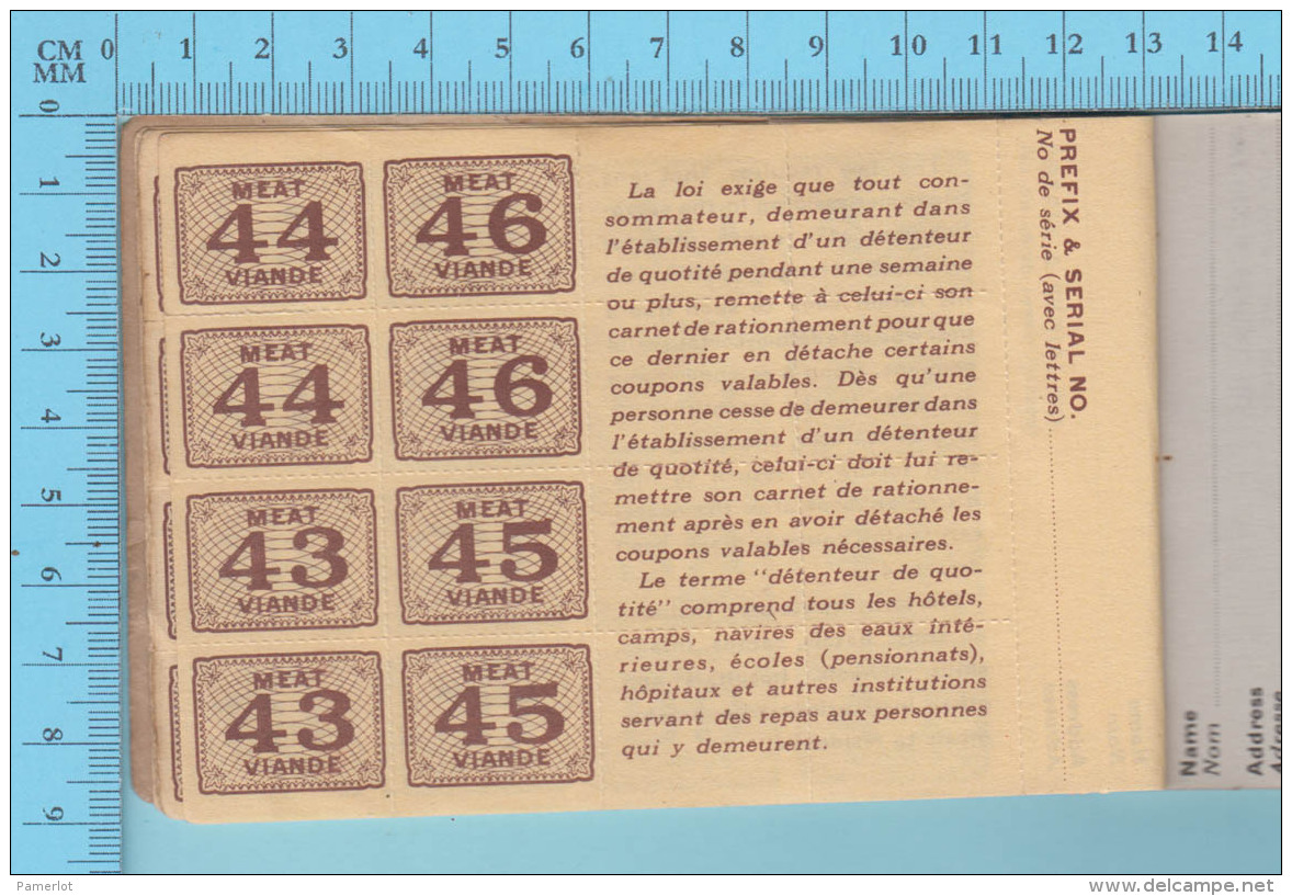 Carnet de Rationnement , Sucre Viande , C serie, f serie , Carte Postale pré-payé - 9 scans