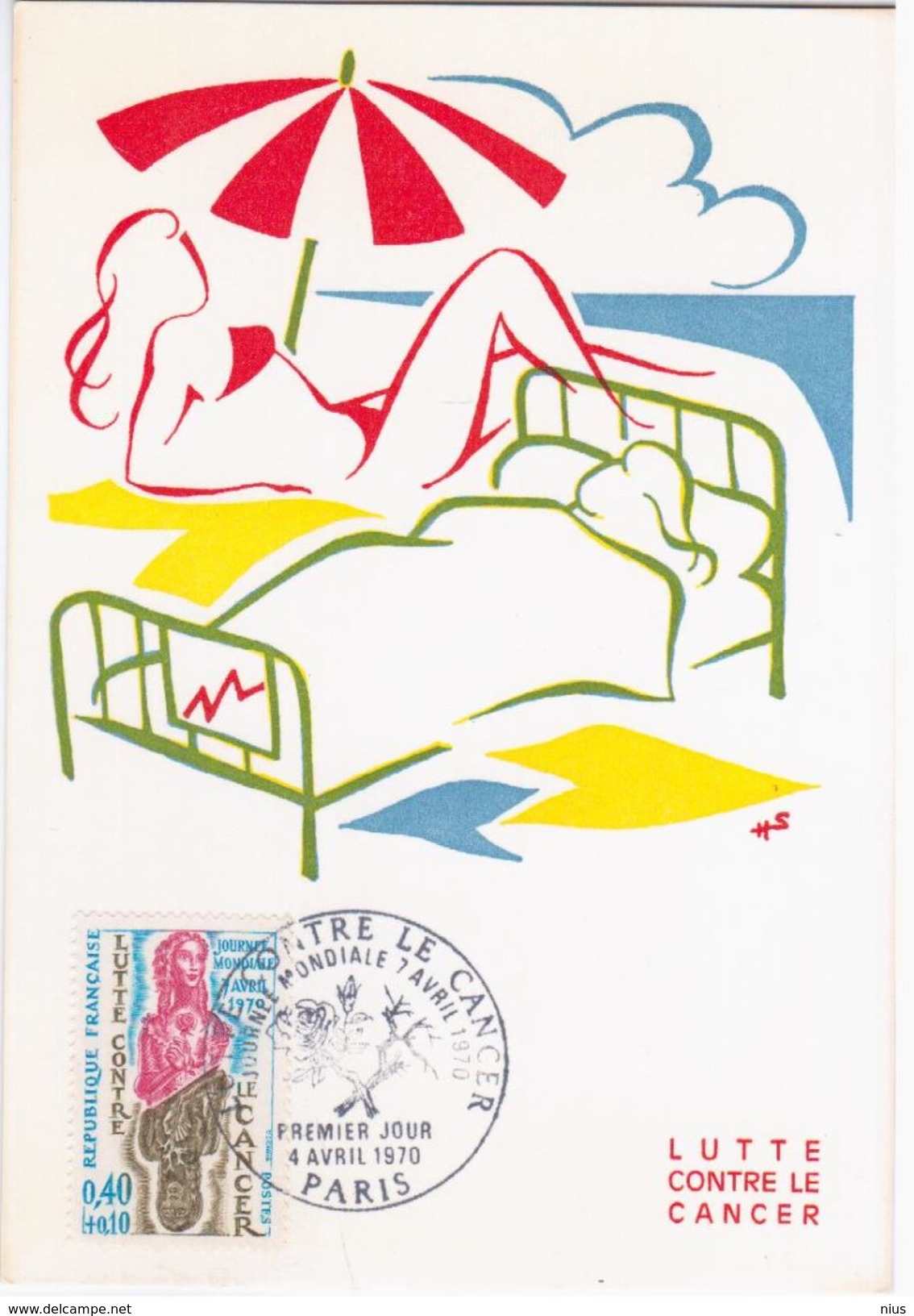 France 1970 Lutte Contre Le Cancer, Maximum Card, Paris - 1970-1979