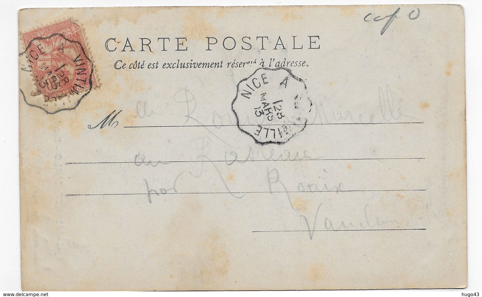 (RECTO / VERSO) MONTE CARLO EN 1913 - N° 671 - ENTREE DU THEATRE - CACHET TRI FERROVIAIRE - CPA VOYAGEE - Opéra & Théâtre