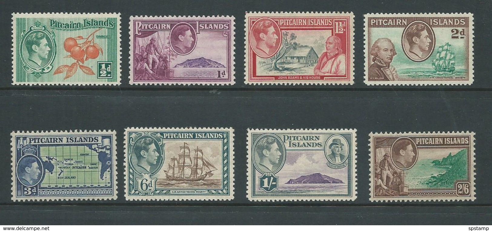 Pitcairn Islands 1940 KGVI Definitives First Issue Set Of 8 Mint , - Pitcairn Islands