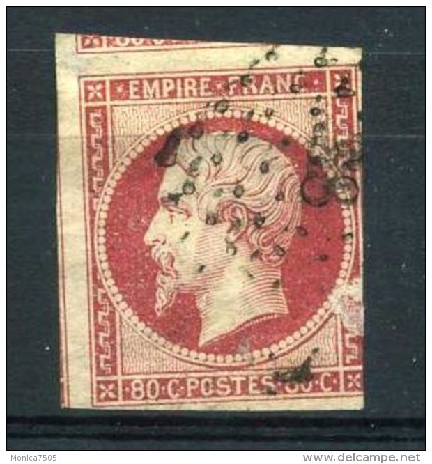 FRANCE ( POSTE ) : Y&amp;T N°  17 B TIMBRE  OBLITERE , A  VOIR . - 1853-1860 Napoléon III