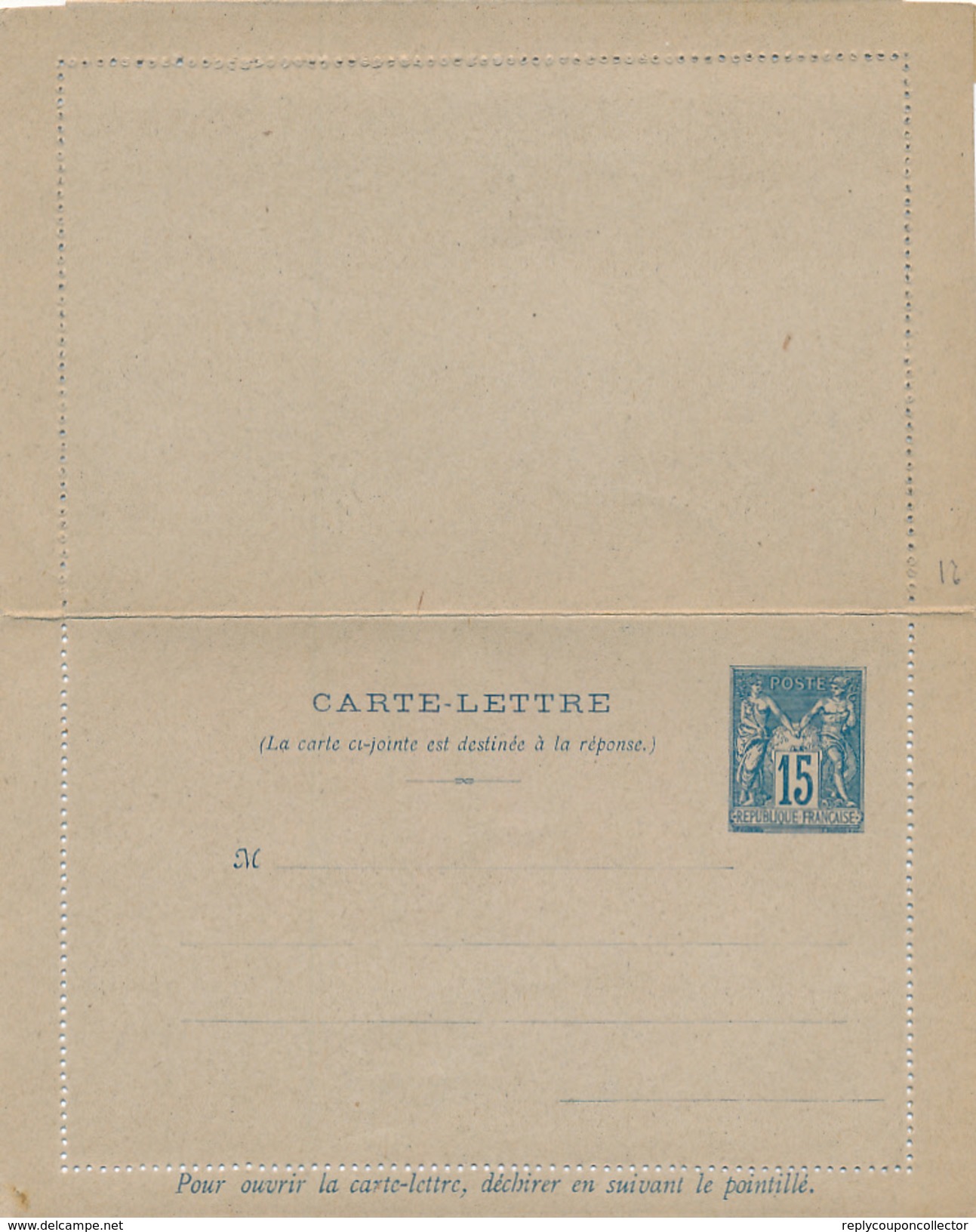 FRANCE - 1888/94 , Letter Card With Reply Letter Card , Carte-Lettre Avec Reponse Payee - Kartenbriefe