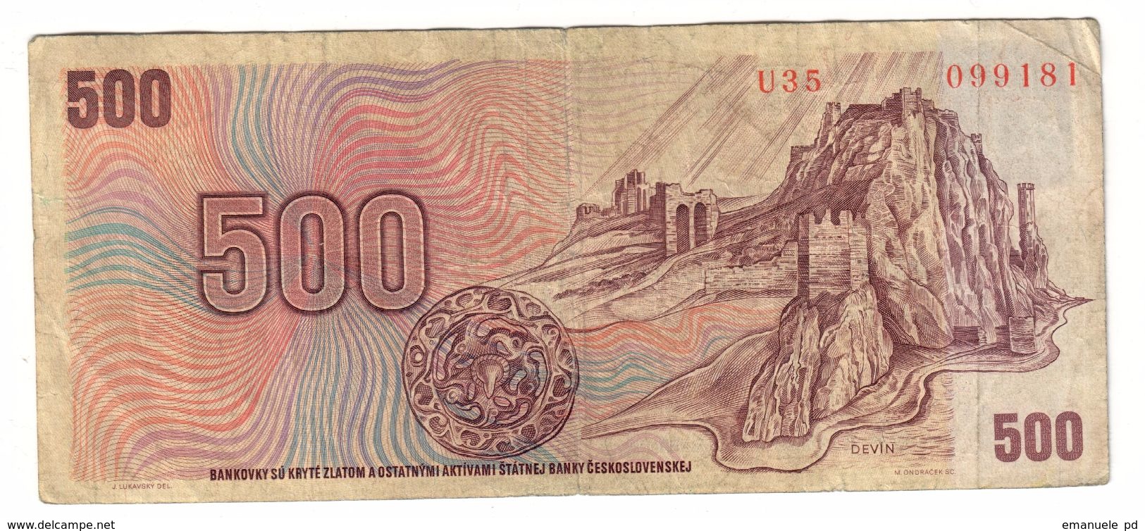 Czech Republic 500 Korun 1993 Provisional Issue .J. - Czech Republic