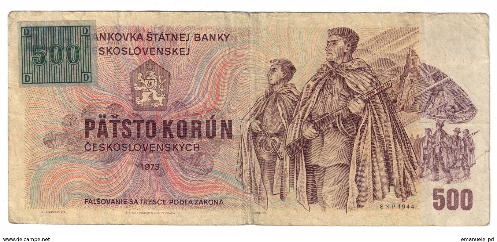 Czech Republic 500 Korun 1993 Provisional Issue .J. - Tsjechië