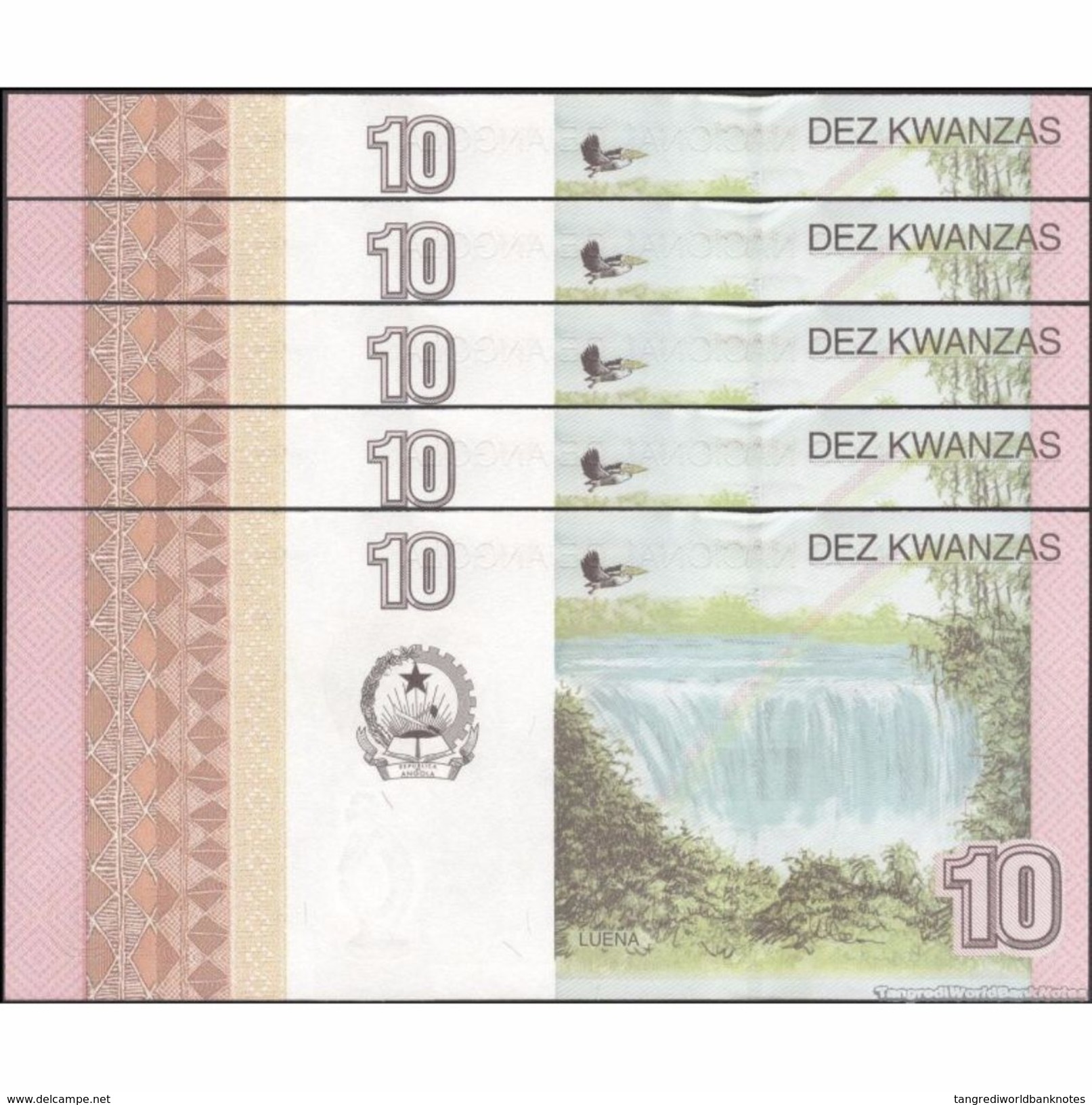 TWN - ANGOLA 151B - 10 Kwanzas 10.2012 Prefix WA DEALERS LOT X 5 - Angola