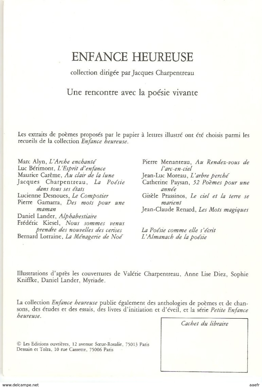 Papier à Lettres Illustré - Enfance Heureuse - Les Editions Ouvrières - Poèsie -  Charpentreau - Gamarra - Carême - Matériel Et Accessoires