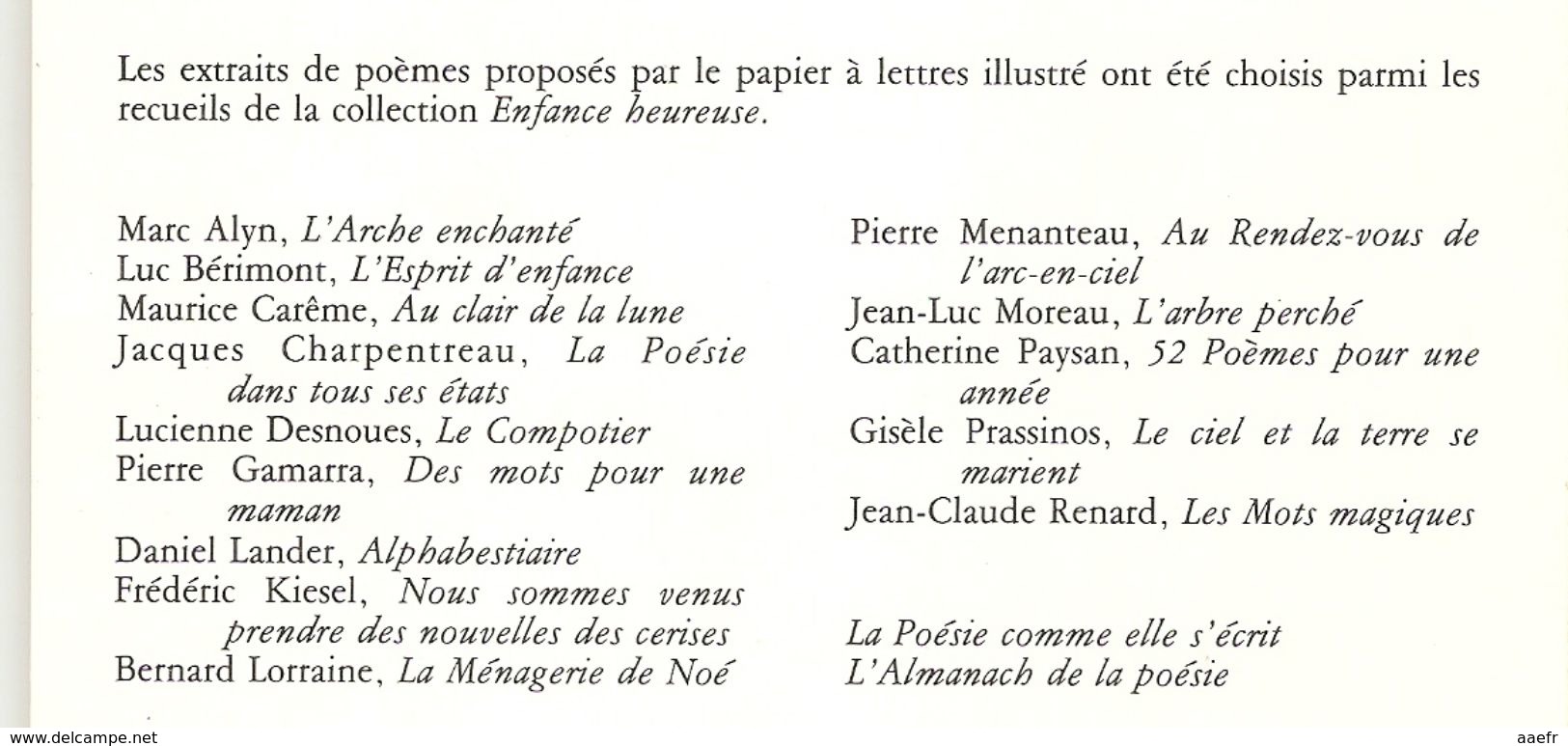 Papier à Lettres Illustré - Enfance Heureuse - Les Editions Ouvrières - Poèsie -  Charpentreau - Gamarra - Carême - Matériel Et Accessoires