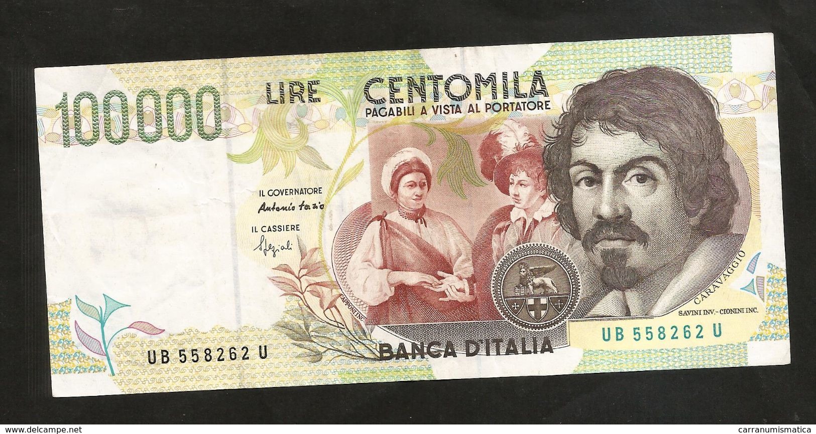 ITALIA - BANCA D' ITALIA - 100000 Lire "CARAVAGGIO" - II° Tipo (Firme: Fazio / Speziali) REPUBBLICA ITALIANA - 100000 Lire